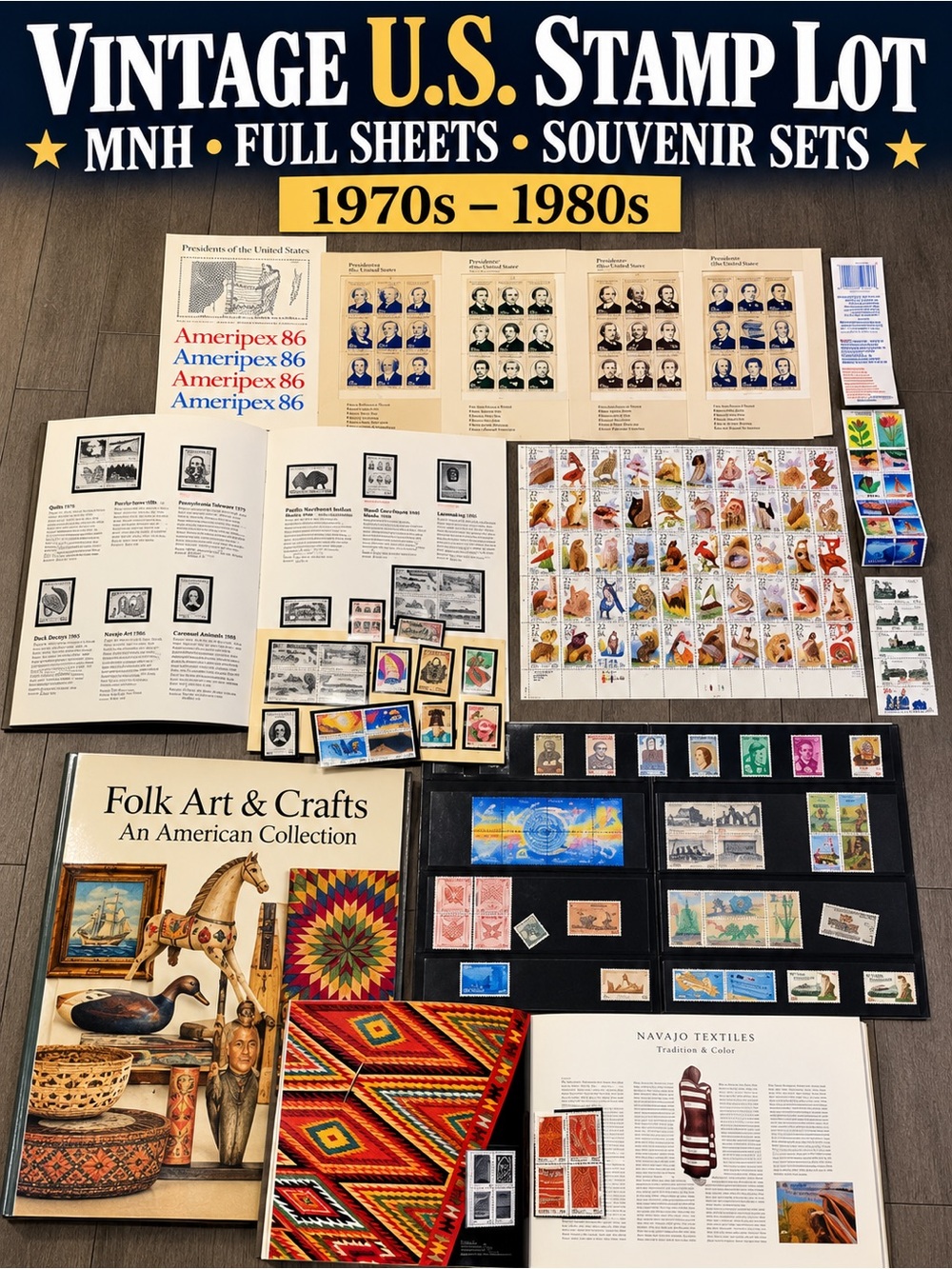 Vintage US Stamp Lot MNH Mint 1978-88 Wildlife Ameripex USPS Sheets